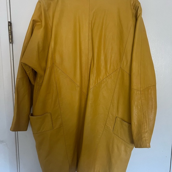 Vintage Yellow Leather Coat - Picture 2 of 2